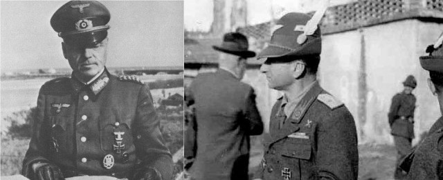 Den tyske generalen Otto Fretter-Pico og den italienske generalen Mario Carloni.