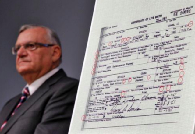 Etter en fem-årig studie presenterer nå Sheriff Joe Arpaio bevis for at Barack Obamas fødselsattest er en forfalskning.