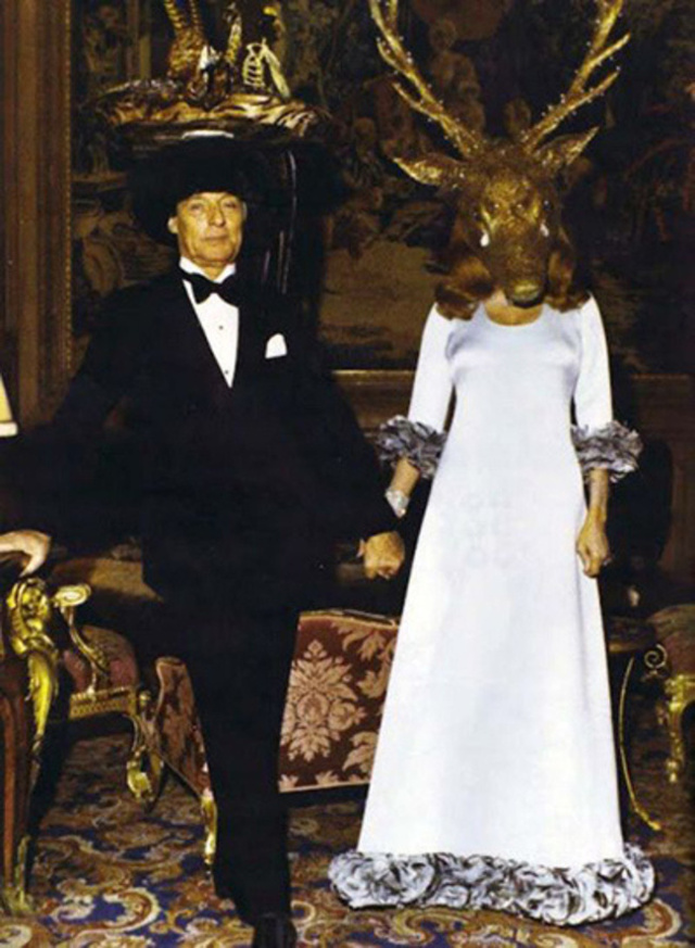 Verten Guy de Rothschild og vertinnen Marie-Hélène de Rothschild møter gjestene.