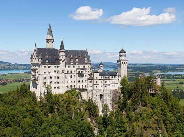 Slottet Neuschwanstein i søndre Tyskland.