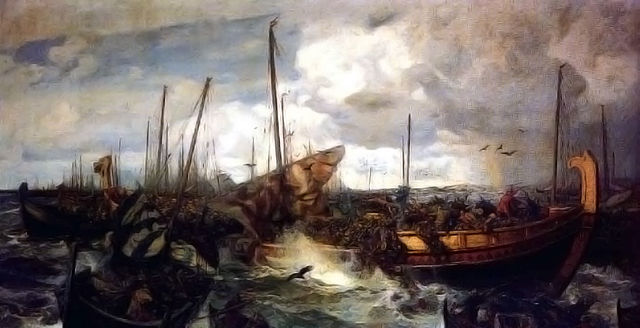 Slaget ved Svolder. Maleri av Otto Sinding (1842–1909).
