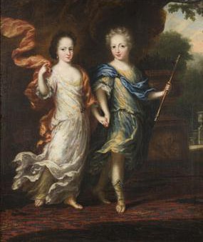 Den kommende kongen Karl XII (til høyre) og hans søster prinsesse Hedvig Sofia (til venstre).