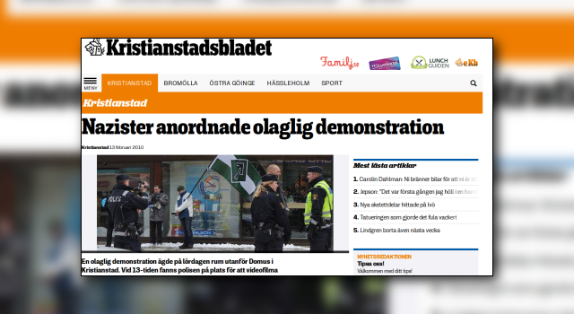 FAKE NEWS. Skjermdump fra Kristianstadsbladet.