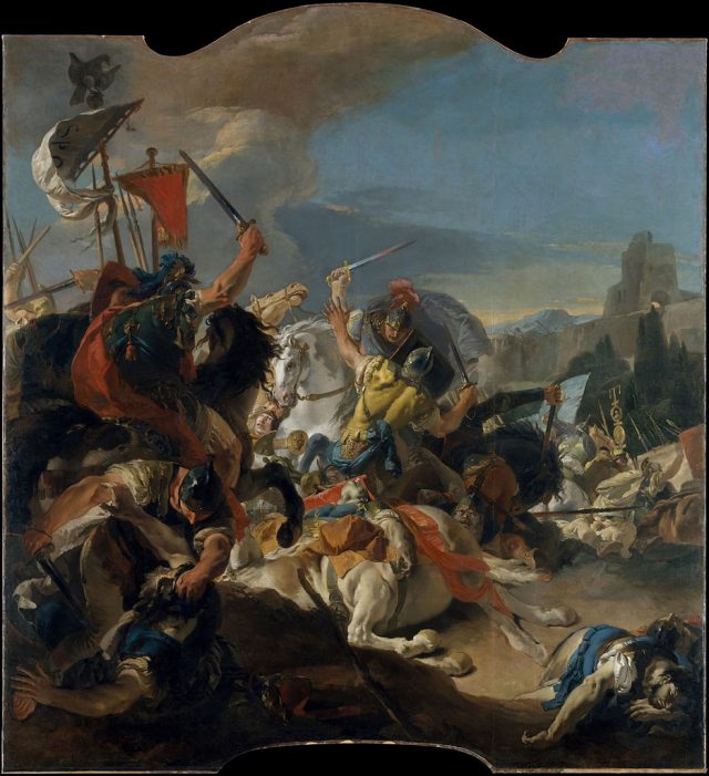 Romerne klarte til slutt å beseire kimbrerne og teutonerne. Her Gaius Marius’ seier. Maleri av Giovanni Battista Tiepolo (1696–1770).