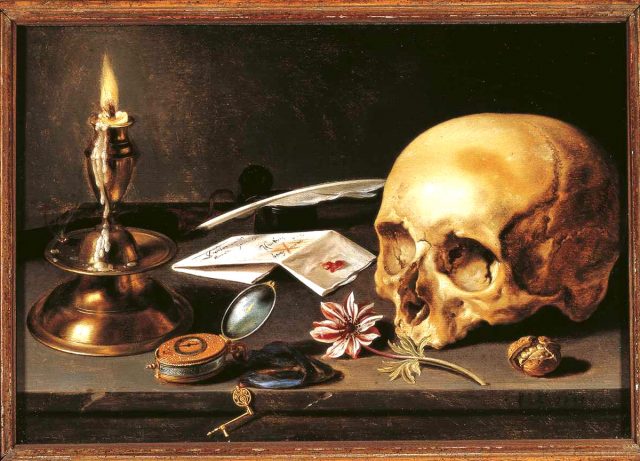 «Vanitas» av 1600-tallsmaleren Pieter Cleaszoon, som symboliserer livets forgjengelighet; et evig arisk tema.